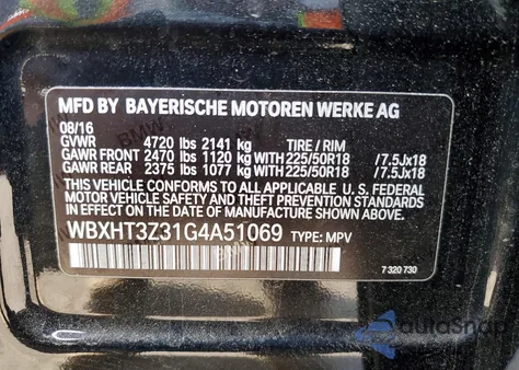 2016 BMW X1 xDrive28I z USA, uszkodzony, nr VIN WBXHT3Z31G4A51069